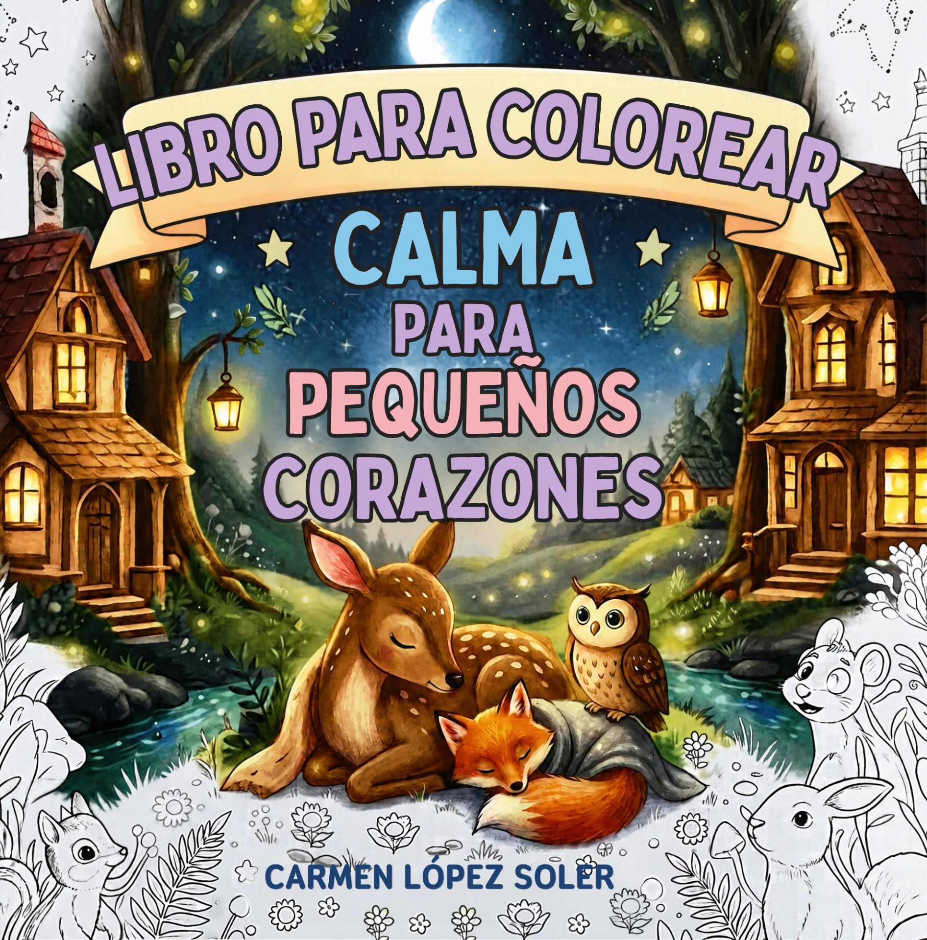 Libro para Colorear Cuentos Calma para Pequeños Corazones está diseñado especialmente para ayudar a los niños a conectar con su mundo interior, soltar las tensiones del día y preparar su mente para un descanso sereno y profundo.

A través de los adorables personajes de Cuentos Calma para Pequeños Corazones este cuaderno transforma la hora de colorear en un ritual de calma y bienestar emocional.
Hermosas ilustraciones a una sola cara: Dibujos de trazo limpio y tierno en formato cuadrado, pensados para evitar que los colores o rotuladores traspasen a la siguiente página.
Afirmaciones positivas y mindfulness: Cada dibujo se acompaña en la página izquierda de frases dulces de autoestima, gestión emocional y serenidad que los niños pueden integrar mientras pintan.
Página de prueba de colores: Un espacio especial al final para probar lápices, ceras o rotuladores antes de comenzar a dar vida a las historias.
Espacio para personalizar: Incluye una bonita hoja de dedicatoria ("Este cuaderno pertenece a...") para que el niño lo sienta único.
Recursos y sorpresas digitales: Conexión directa a audios de relajación, cuentos narrados en Spotify y YouTube, y material gratuito en nuestra comunidad.
Un refugio de paz antes de ir a dormir. Colorear antes de acostarse reduce el uso de pantallas, fomenta la concentración y calma la respiración. Este libro no es solo un entretenimiento creativo, sino una maravillosa herramienta para crear un momento de conexión consciente entre padres e hijos al final del día.

Ideal para niños de 3 a 8 años, escuelas, momentos de relajación en casa o como un regalo lleno de amor y propósito.

¡Acompaña a tu pequeño corazón a colorear sus sueños y descansar en paz!